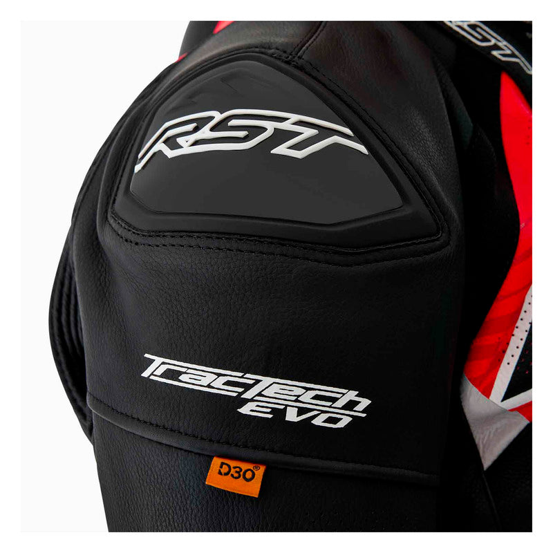 KURTKA MOTOCYKLOWA SKÓRZANA RST TRACTECH EVO D3O BLACK FLUO RED S