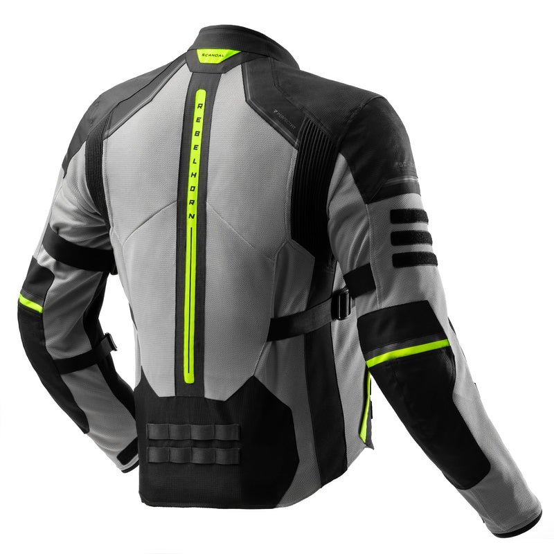 KURTKA MOTOCYKLOWA TEKSTYLNA REBELHORN SCANDAL 3 BLACK GREY FLUO YELLOW