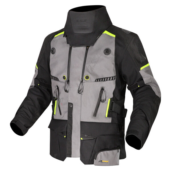 KURTKA LS2 APOLLO MAN BLACK DARK GREY H-V YEL.