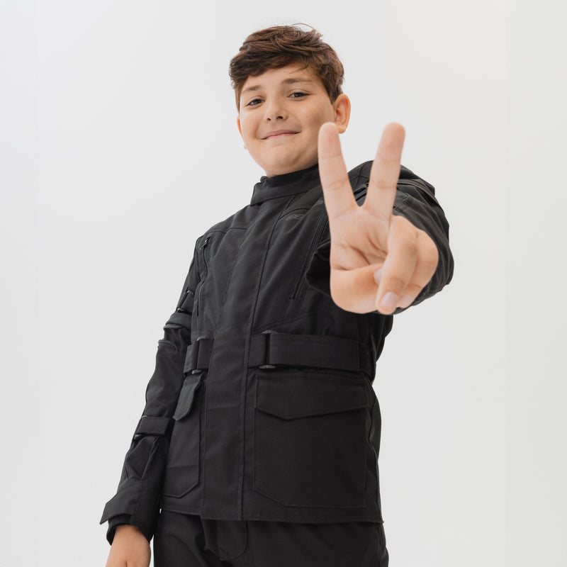 KURTKA MOTOCYKLOWA TEKSTYLNA JUNIOR OZONE SAHARA BLACK – zdjęcie 6