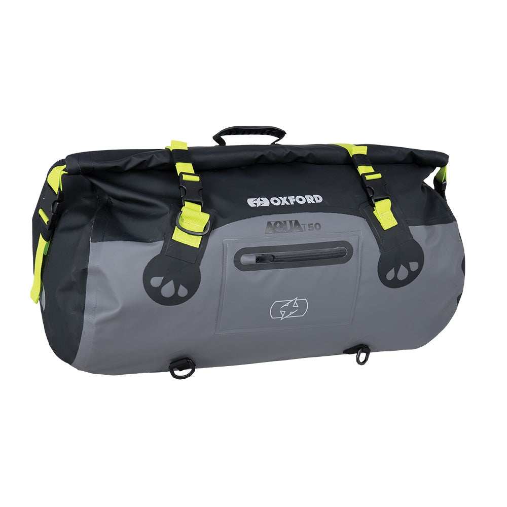 OXFORD TORBA AQUA T-50 ROLLBAG WODOODPORNA POJEMNOŚĆ 50L KOLOR CZARNY/SZARY/ŻÓŁTY FLUO – zdjęcie 2