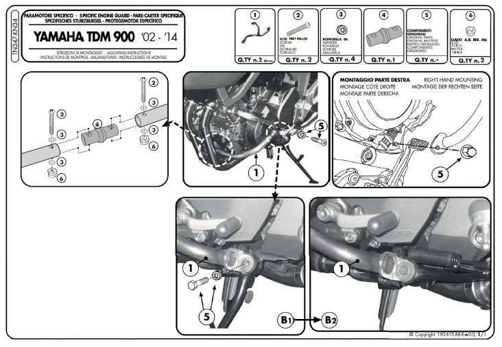 KAPPA GMOLE OSŁONY SILNIKA YAMAHA TDM 900 02-14 (TN347) CZARNE