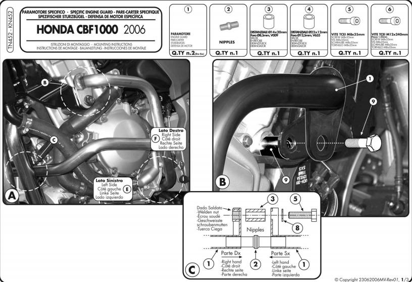 KAPPA GMOLE OSŁONY SILNIKA HONDA CBF 1000 (06-09) CZARNE