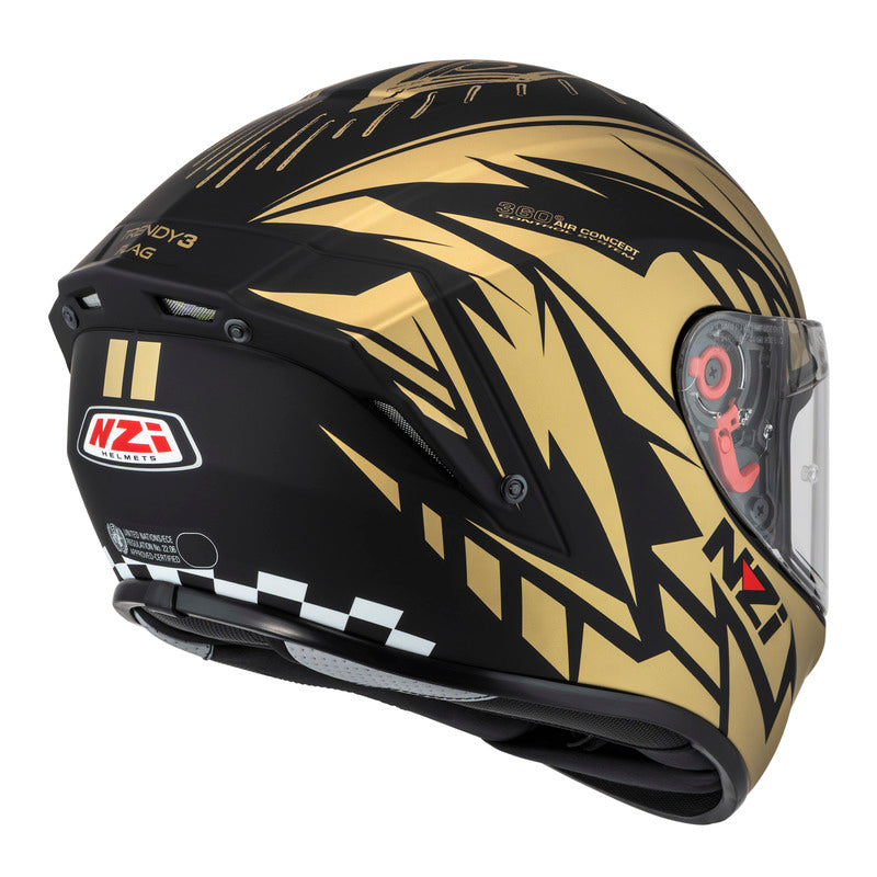 KASK MOTOCYKLOWY NZI TRENDY STREAM FLAG BLACK GOLD MATT XS