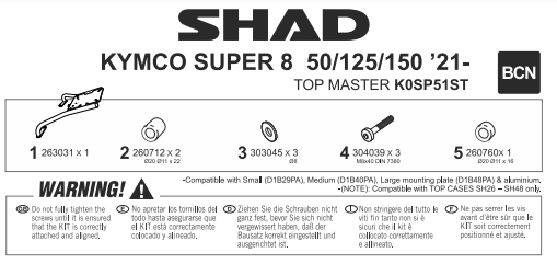 STELAŻ KUFRA TYŁ SHAD DO KYMCO SUPER DINK