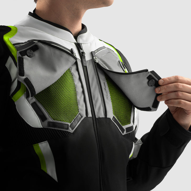 KURTKA MOTOCYKLOWA TEKSTYLNA REBELHORN BORG 2 BLACK GREY FLUO YELLOW