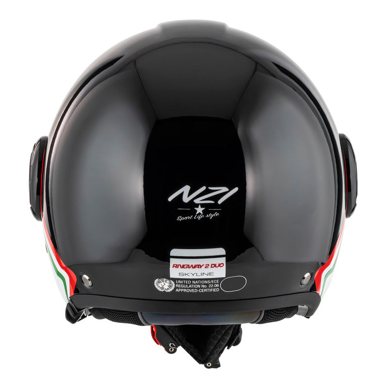 KASK MOTOCYKLOWY NZI RINGWAY 2 DUO SKYLINE BLACK WHITE ITALY XS