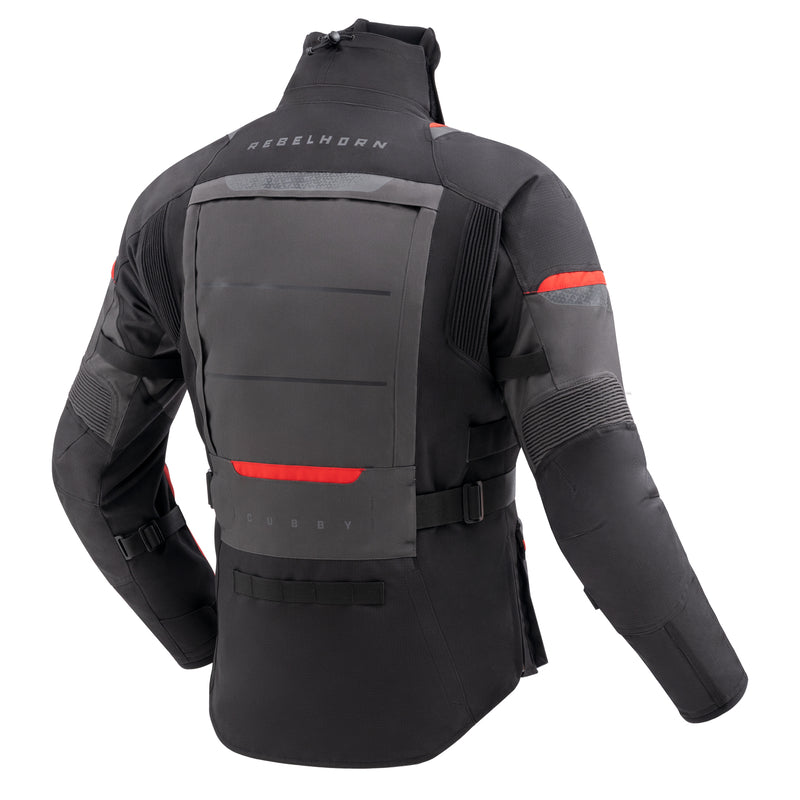 KURTKA MOTOCYKLOWA TEKSTYLNA REBELHORN CUBBY 5 DARK GREY BLACK RED