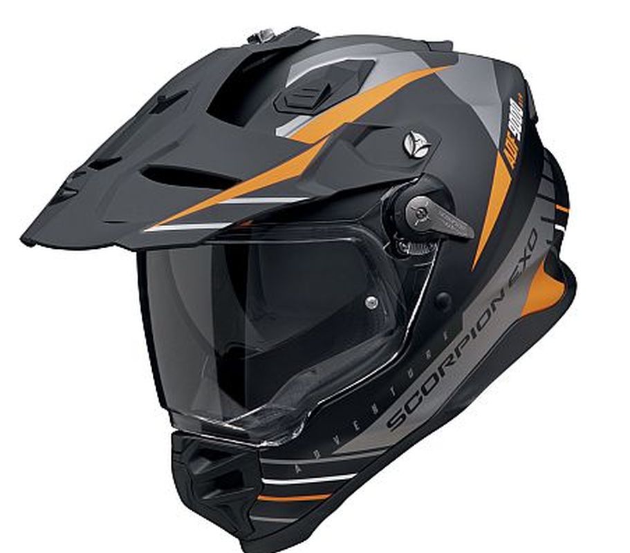 SCORPION KASK DUAL ENDURO / ADVENTURE ADF-9000 AIR FEAT BLACK/SILVER/ORANGE KOLOR CZARNY/SREBRNY/POMARAŃCZOWY MAT – zdjęcie 2