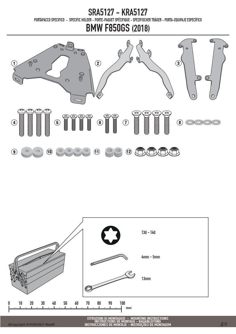 KAPPA STELAŻ KUFRA CENTRALNEGO BMW F 750 GS (18-23),f 800 GS (24-25) F 850 GS (18-23) ALUMINIOWY MONOKEY – zdjęcie 3