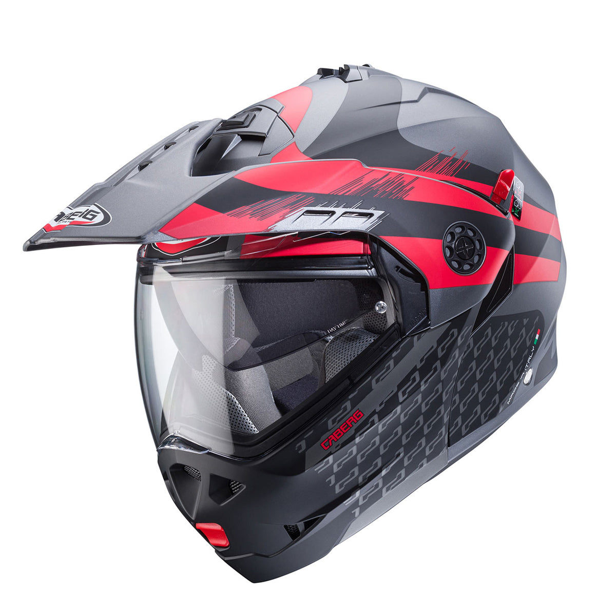 CABERG KASK SZCZĘKOWY FLIP-UP ENDURO MODEL TOURMAX X SARABE KOLOR SZARY MAT/CZARNY/CZERWONY (PINLOCK W ZESTAWIE)
