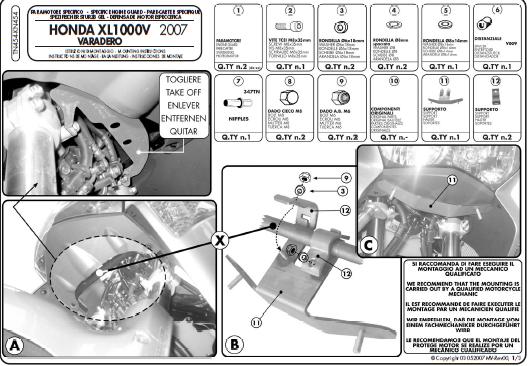 KAPPA GMOLE OSŁONY SILNIKA HONDA XL 1000V VARADERO 07-12 CZARNE – zdjęcie 2