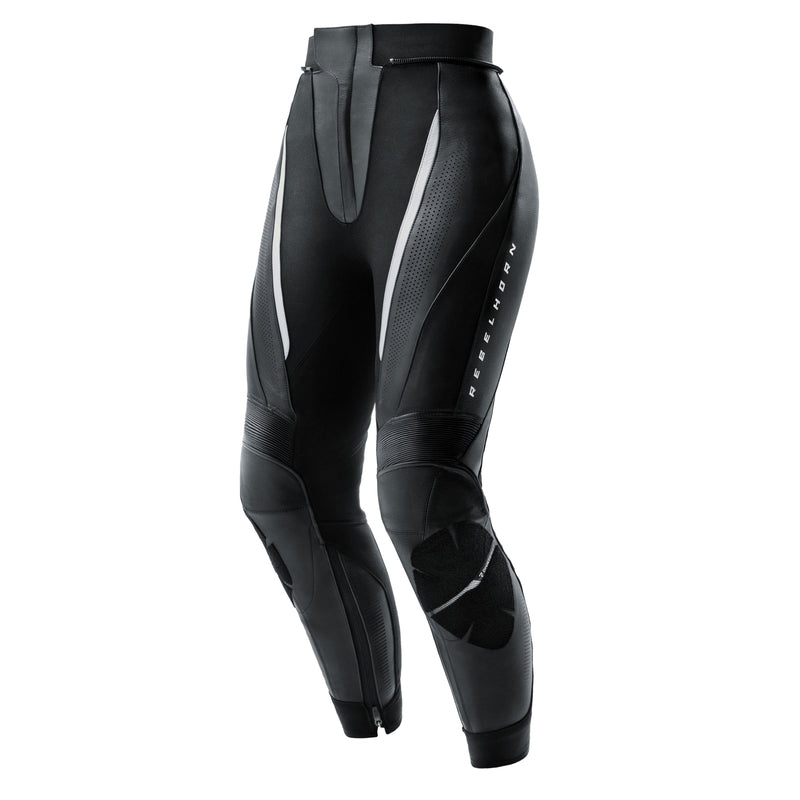 SPODNIE MOTOCYKLOWE SKÓRZANE DAMSKIE REBELHORN DIVA BLACK WHITE