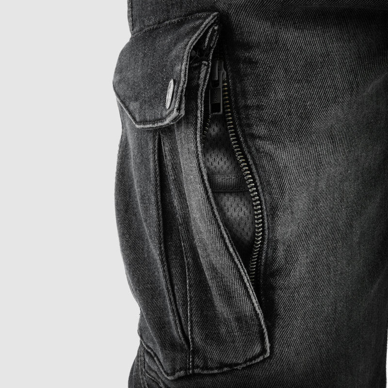 JEANSY MOTOCYKLOWE REBELHORN VANDAL WASHED BLACK MONOLAYER