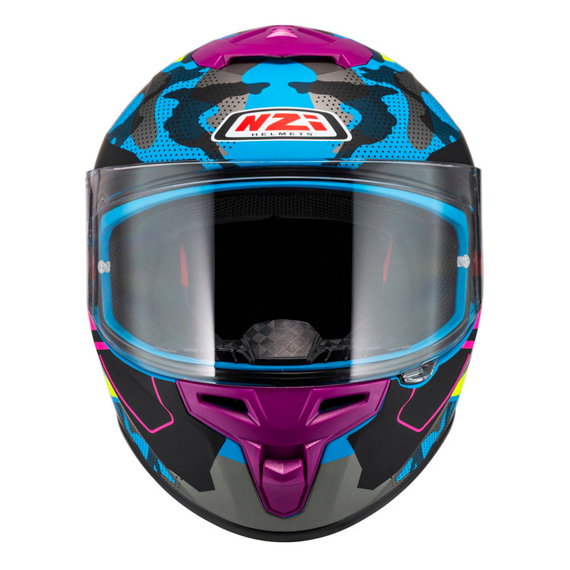 KASK MOTOCYKLOWY NZI TRENDY STREAM CAMU BLUE NEON PINK BLUE S MATT XS