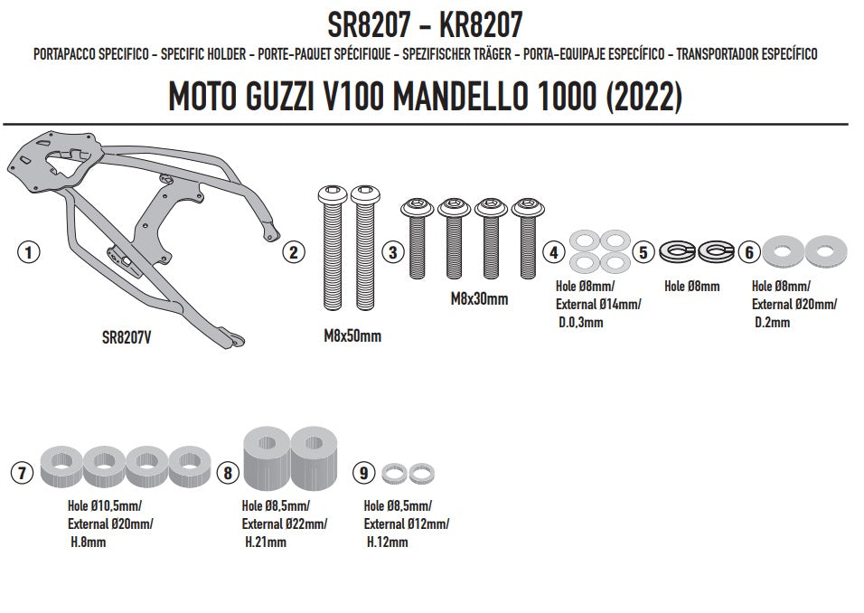 KAPPA STELAŻ KUFRA CENTRALNEGO MOTOGUZZI V100 MANDELLO 1000 '22-'25 ( BEZ PŁYTY )