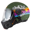 KASK MOTOCYKLOWY NZI MINIMOD DUO RAINBOW GREENBLACK SILVER MATT XS