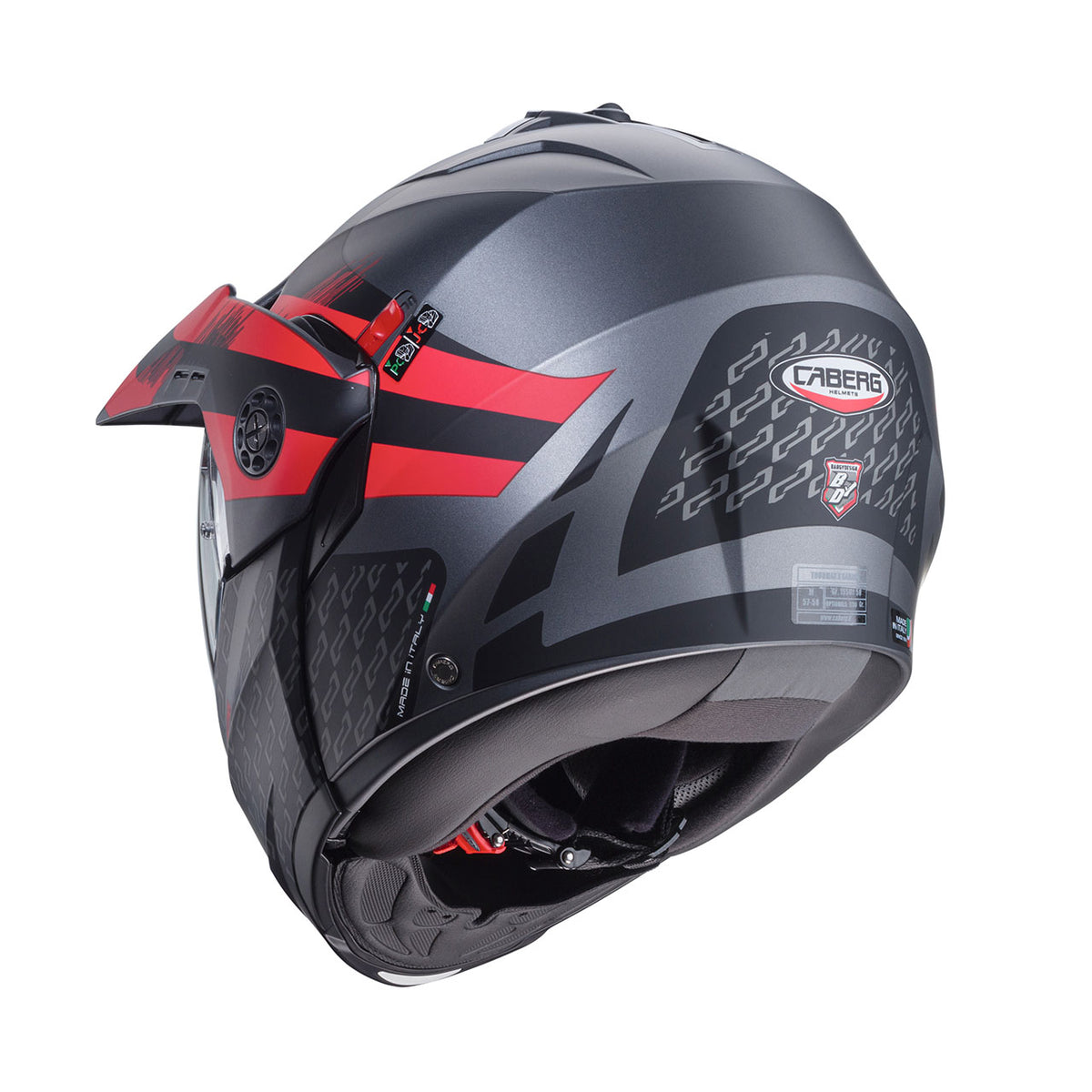 CABERG KASK SZCZĘKOWY FLIP-UP ENDURO MODEL TOURMAX X SARABE KOLOR SZARY MAT/CZARNY/CZERWONY (PINLOCK W ZESTAWIE) – zdjęcie 4