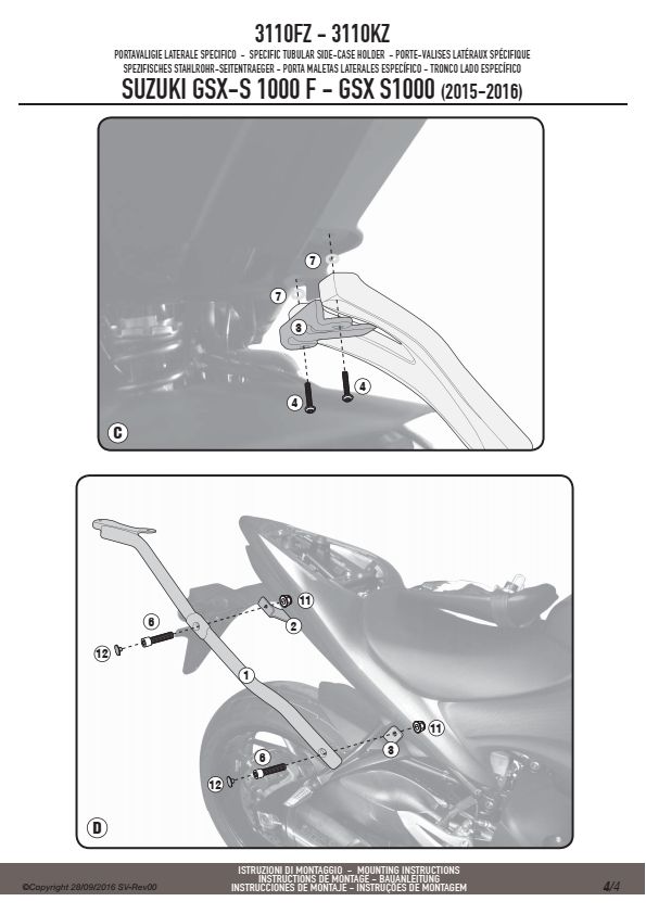 KAPPA STELAŻ KUFRA CENTRALNEGO SUZUKI GSX S 1000 / F '15-'20 – zdjęcie 4