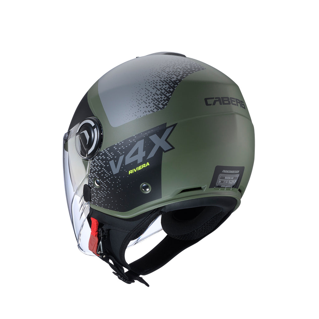 CABERG KASK OTWARTY JET Z BLENDĄ MODEL RIVIERA V4X ALPHA KOLOR ZIELONY/CZARNY/SZARY MAT – zdjęcie 3