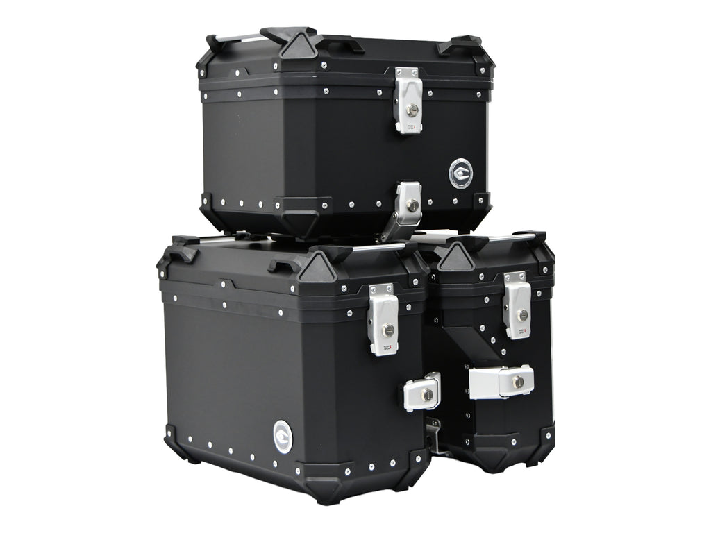ZESTAW 3 KUFRÓW ALUMINIOWYCH (30L ASYMETRYCZNY + 36L + 45L) COOCASE CZARNY Z TORBĄ WEWNĘTRZNĄ – zdjęcie 3