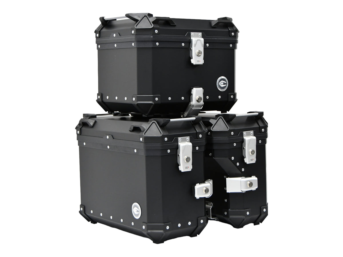 ZESTAW 3 KUFRÓW ALUMINIOWYCH (30L ASYMETRYCZNY + 36L + 45L) COOCASE CZARNY Z TORBĄ WEWNĘTRZNĄ – zdjęcie 3
