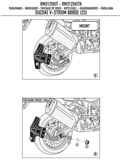 KAPPA MOCOWANIE BŁOTNIKA KRM02 SUZUKI V-STROM 800DE/SE '23-'25, GSX 8S '23-'25 – zdjęcie 3