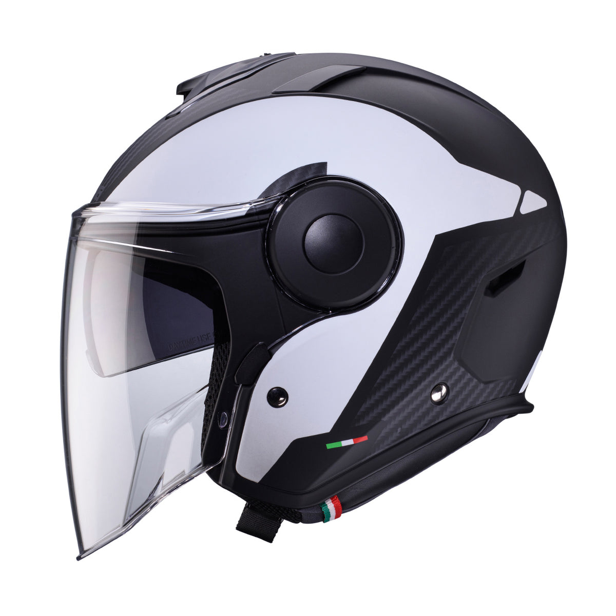 CABERG KASK OTWARTY JET Z BLENDĄ MODEL SOHO MILANO KOLOR BIAŁY/CZARNY MAT – zdjęcie 2