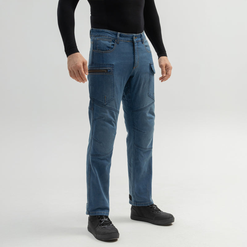 JEANSY MOTOCYKLOWE BROGER BRONX WASHED BLUE