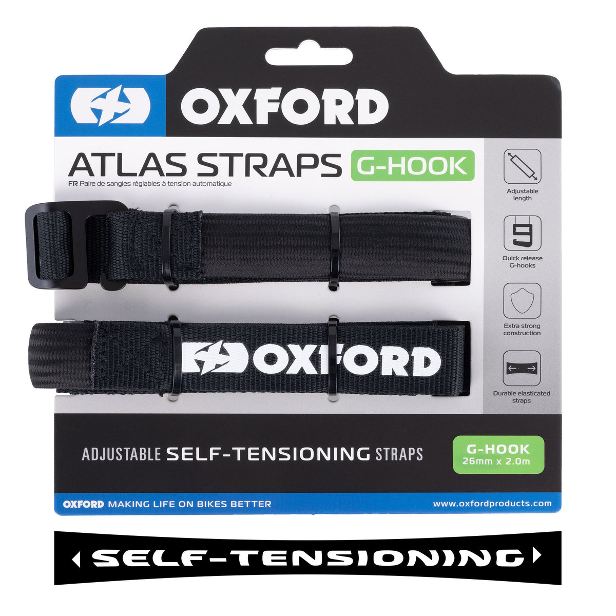 OXFORD PASY TRANSPORTOWE ATLAS G-HOOK 26MM X 2 M KOLOR CZARNY – zdjęcie 3