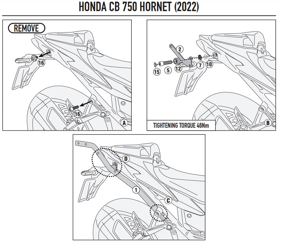 KAPPA STELAŻ KUFRA CENTRALNEGO HONDA CB 750 HORNET '23-'25, (BEZ PŁYTY) – zdjęcie 2
