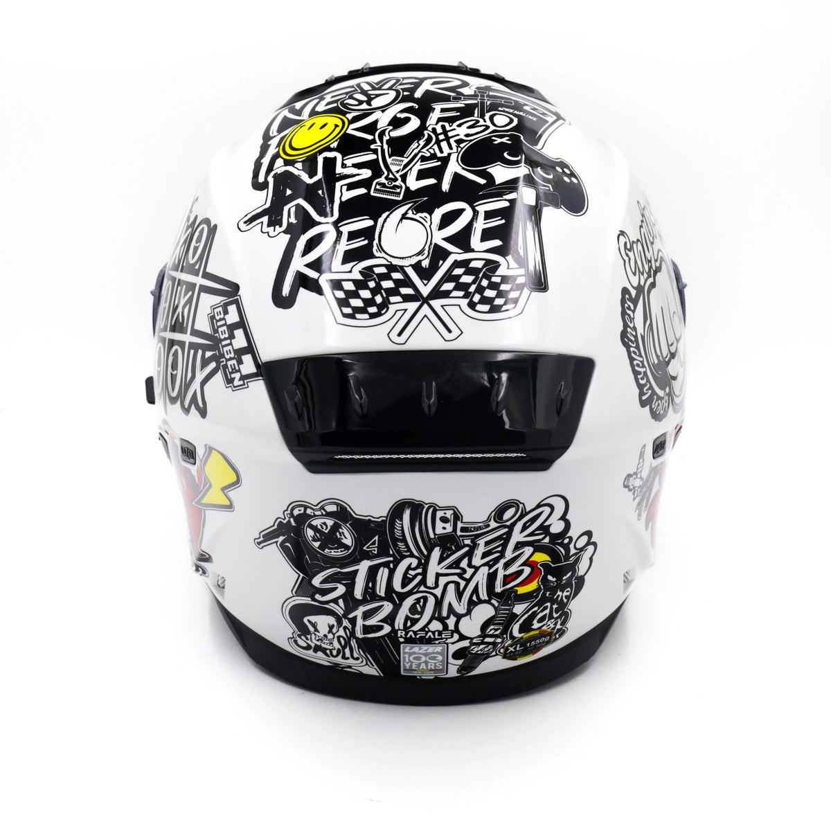 Kask Motocyklowy LAZER RAFALE EVO Stickerbomb (kol. Biały - Czarny - Srebrny - Czerwony)