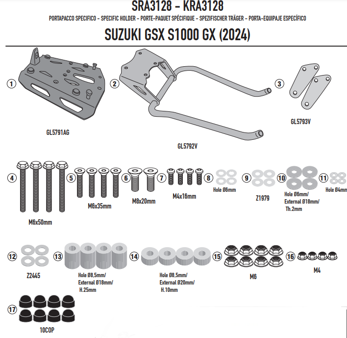 KAPPA STELAŻ KUFRA CENTRALNEGO SUZUKI GSX S 1000 GX '24-'25, ALUMINIOWY MONOKEY – zdjęcie 2