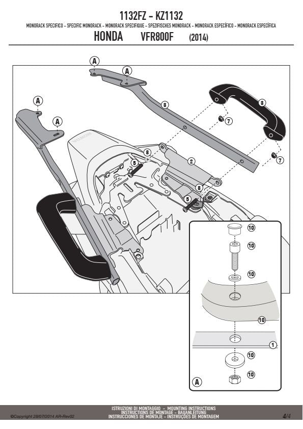 KAPPA STELAŻ KUFRA CENTRALNEGO HONDA VFR 800 F (14-20) (BEZ PŁYTY) – zdjęcie 2