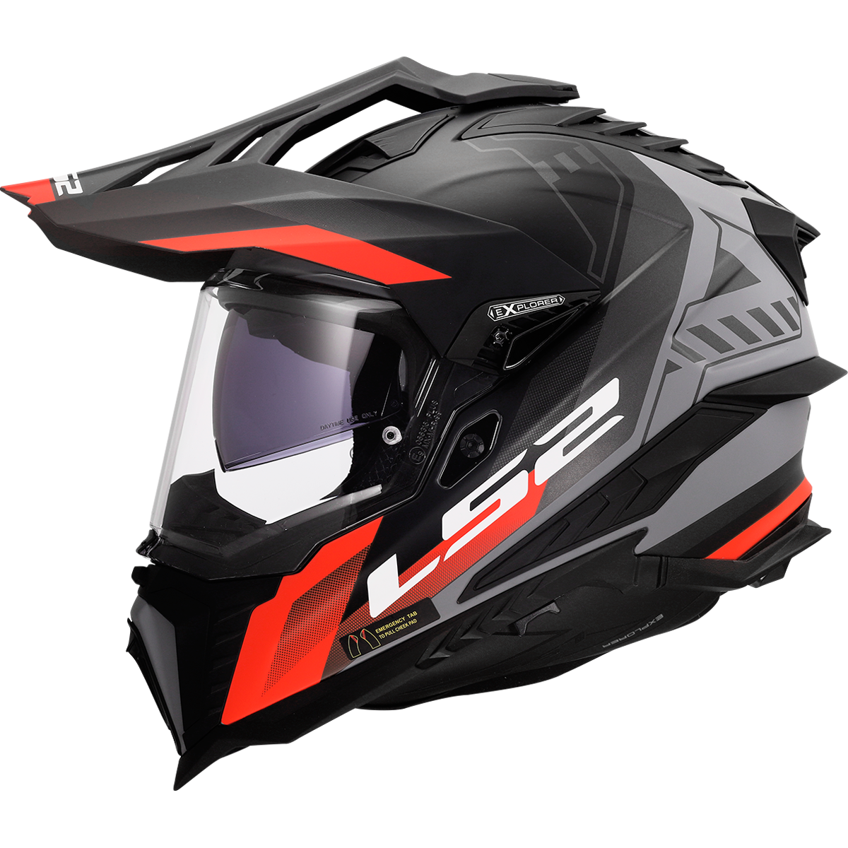 KASK LS2 MX701 EXPLORER HEXA BLACK RED GREY