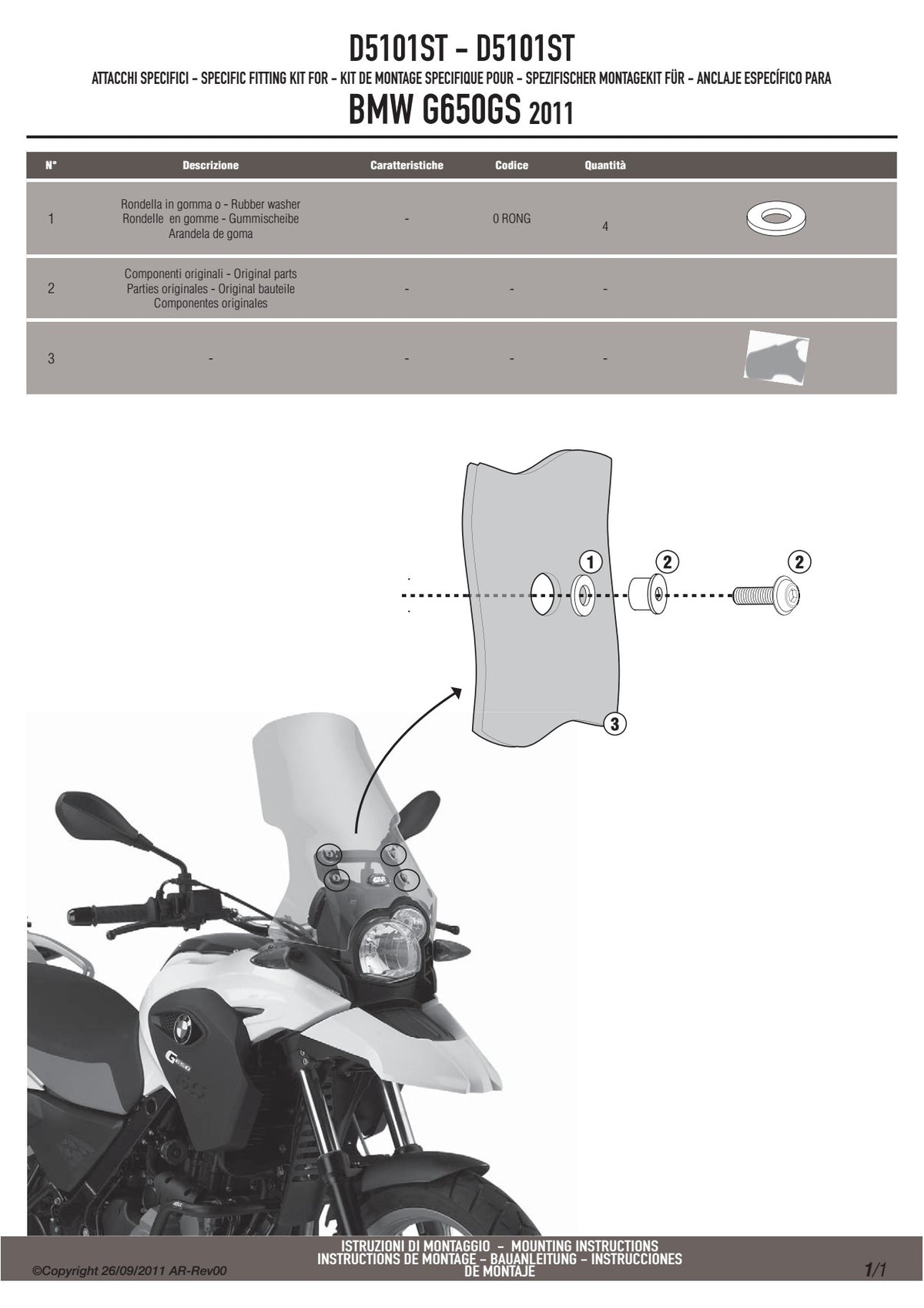 KAPPA SZYBA BMW G 650GS (11-17) 41 X 39 CM PRZEZROCZYSTA – zdjęcie 4