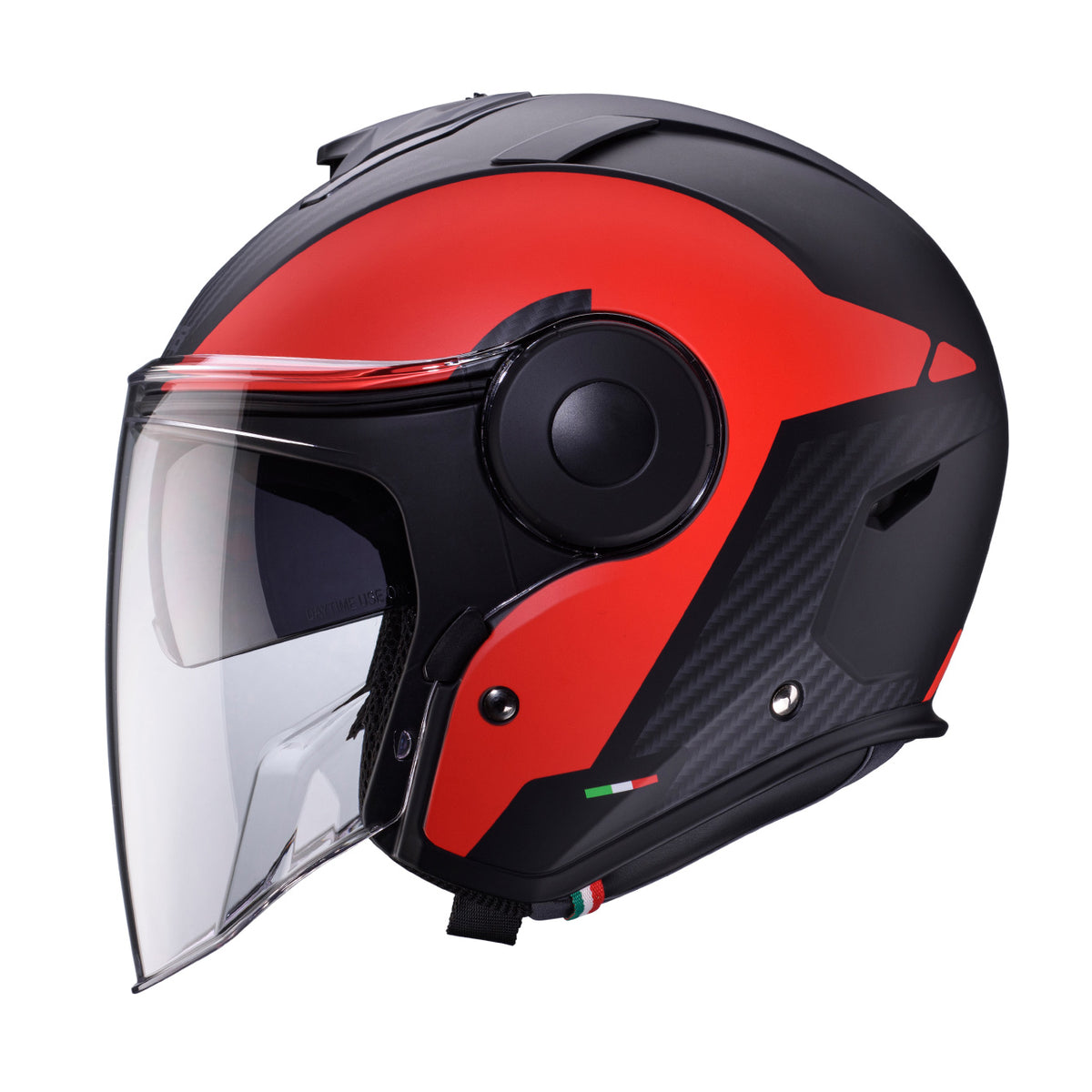 CABERG KASK OTWARTY JET Z BLENDĄ MODEL SOHO MILANO KOLOR CZERWONY/CZARNY MAT – zdjęcie 2