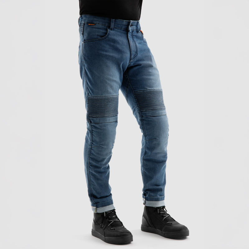 JEANSY MOTOCYKLOWE REBELHORN REVOLT WASHED BLUE MONOLAYER