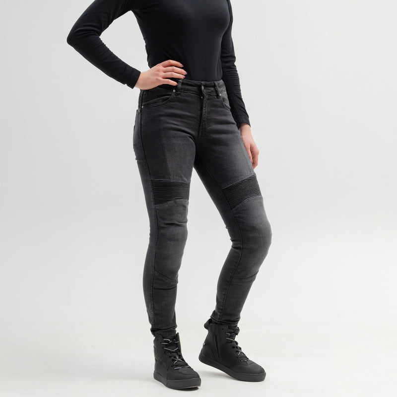JEANSY MOTOCYKLOWE DAMSKIE BROGER AURA WASHED BLACK 26/30