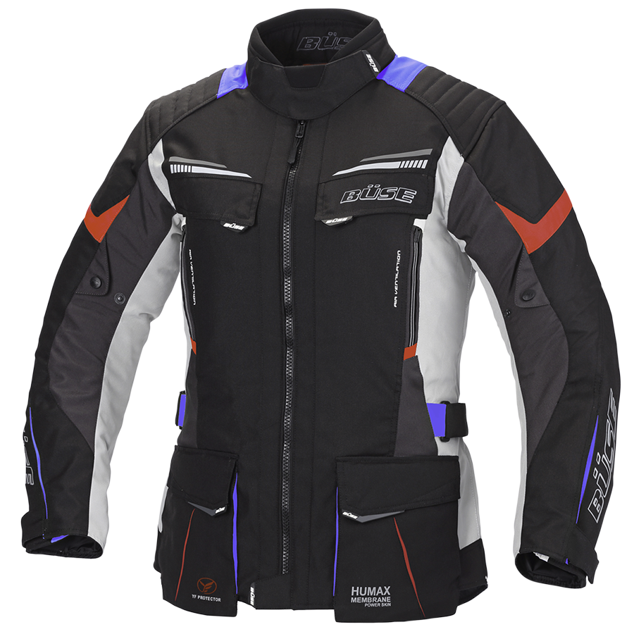 Kurtka motocyklowa damska BUSE Lago Pro szaro/niebieska/czerwona