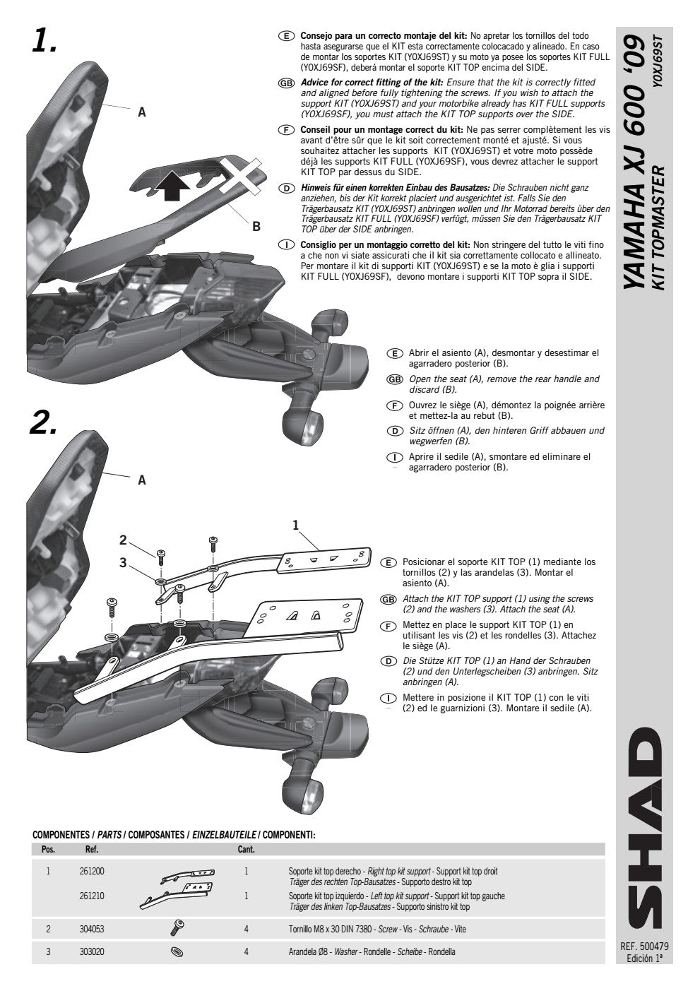 STELAŻ KUFRA TYŁ SHAD DO YAMAHA DIVERSION XJ 600 N