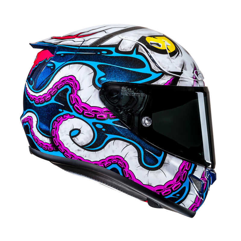 KASK MOTOCYKLOWY HJC RPHA12 KRAKEN WHITE BLUE
