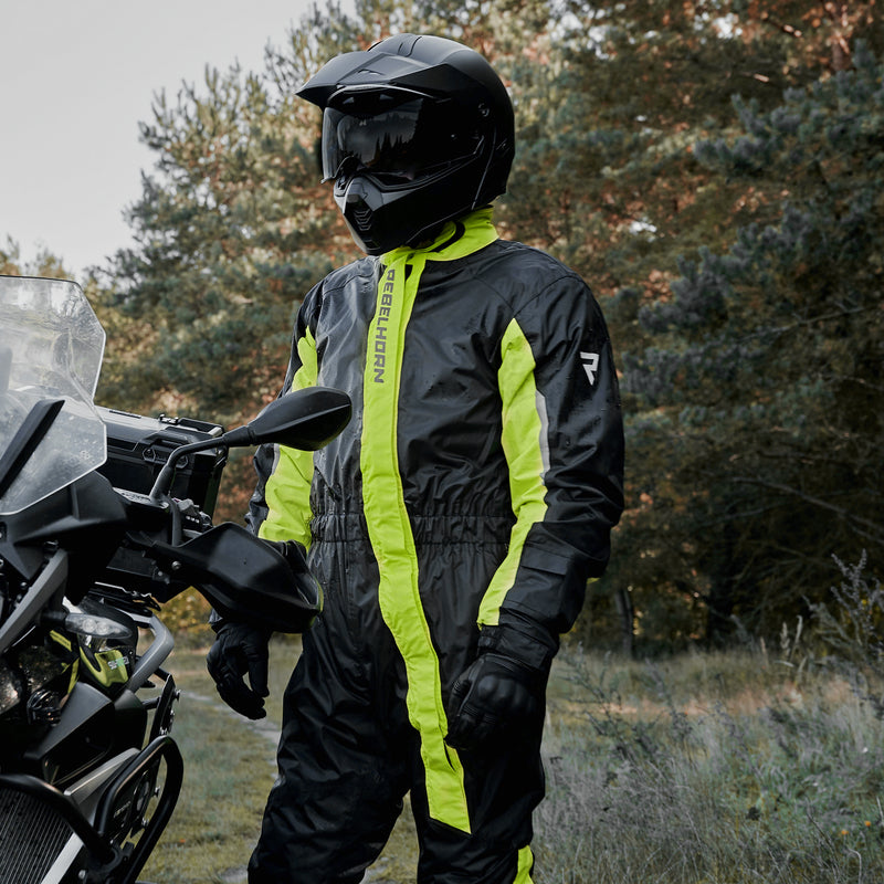 KOMBINEZON PRZECIWDESZCZOWY REBELHORN TRAVEL BLACK FLUO YELLOW