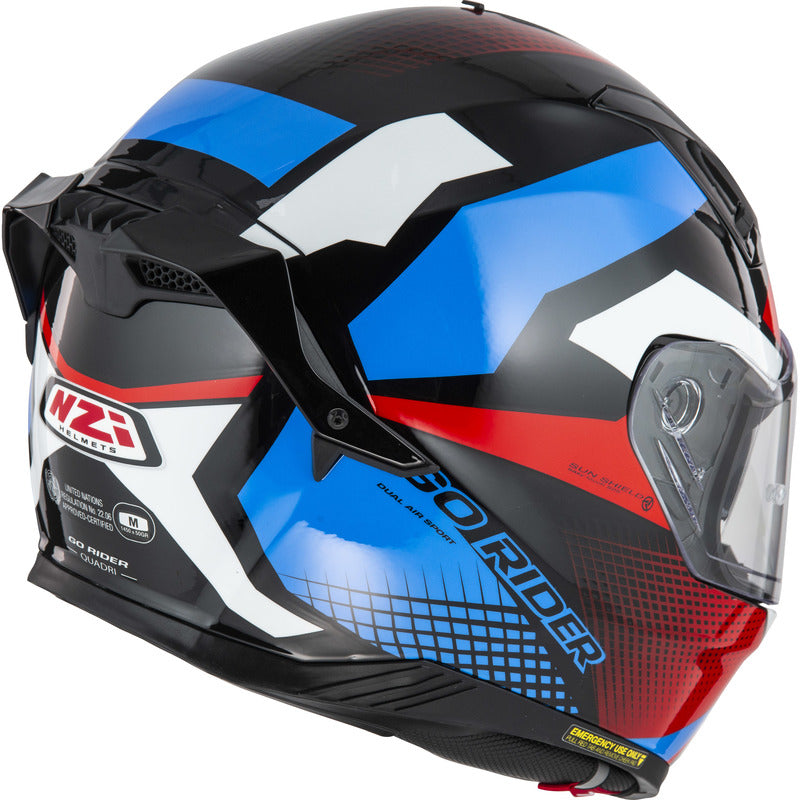 KASK MOTOCYKLOWY NZI GO RIDER STREAM DUO QUADRI BLACK RED BLUE XS