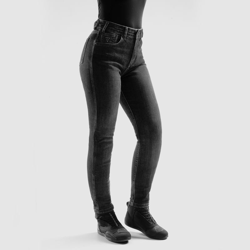JEANSY MOTOCYKLOWE DAMSKIE REBELHORN CLASSIC WASHED BLACK MONOLAYER 24/28