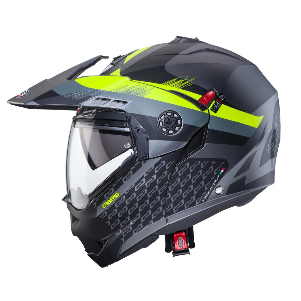 CABERG KASK SZCZĘKOWY FLIP-UP ENDURO MODEL TOURMAX X SARABE KOLOR SZARY MAT/CZARNY/ŻÓŁTY FLUO (PINLOCK W ZESTAWIE)