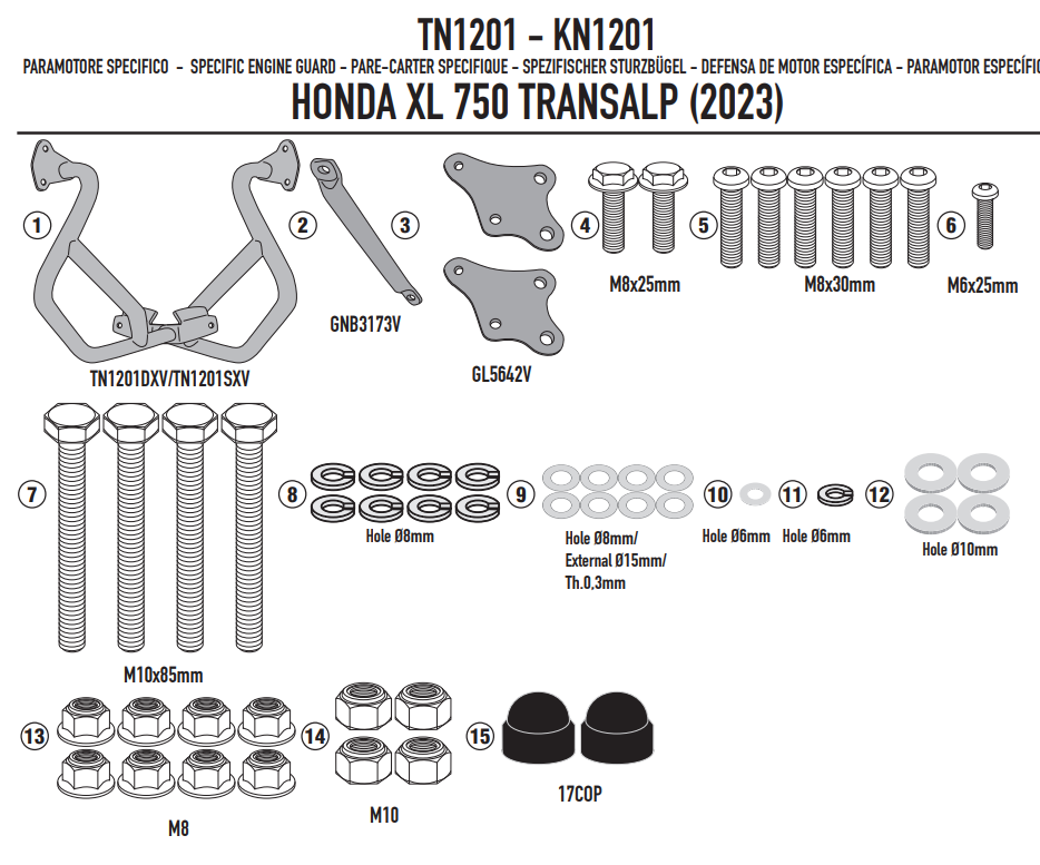 KAPPA GMOLE OSŁONY SILNIKA HONDA XL 750 TRANSALP '23-'25, CZARNE – zdjęcie 2