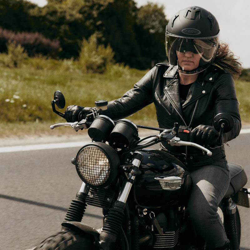 KURTKA MOTOCYKLOWA SKÓRZANA DAMSKA OZONE RAMONES BLACK WL
