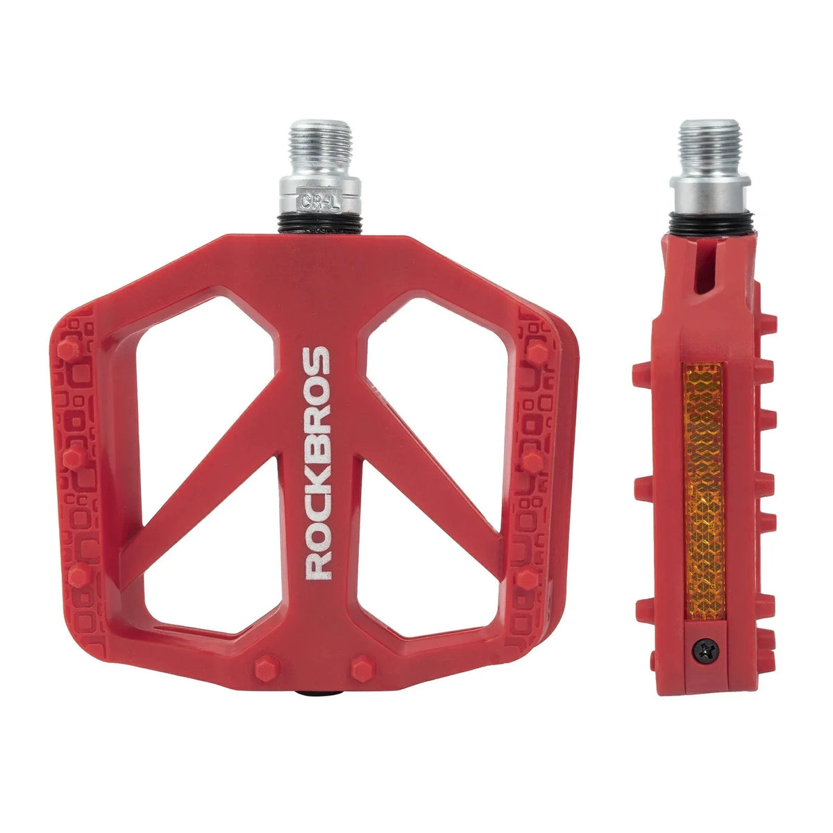 Pedały rowerowe platformowe Rockbros BP2602 nylonowe łożyska maszynowe 9/16 MTB CZERWONE