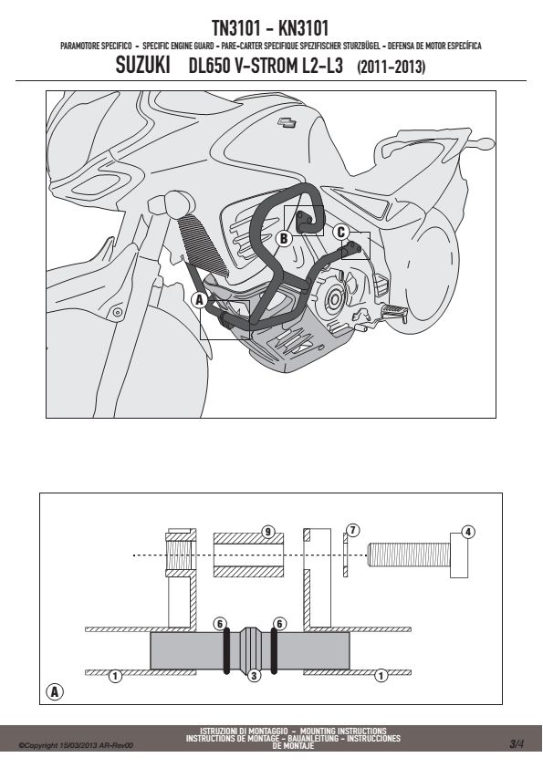 KAPPA GMOLE OSŁONY SILNIKA SUZUKI DL 650 V-STROM '11-'24 CZARNE – zdjęcie 4
